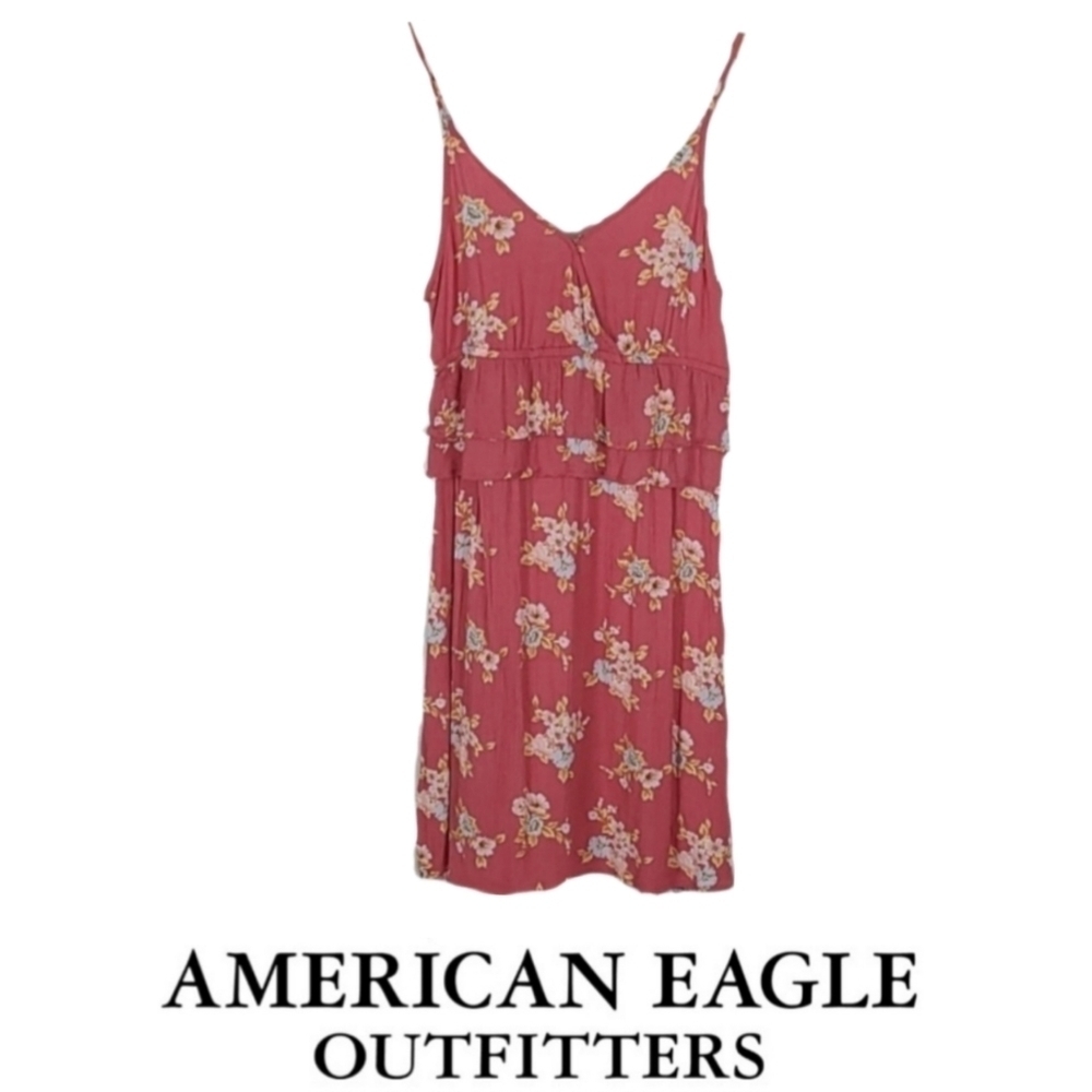 American Eagle Outfitters Sundress Cottagecore Coral Pink Floral Cami Dress XXS